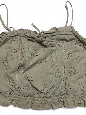 Love Tree Olive Green Eyelet Lace Crop Camisole